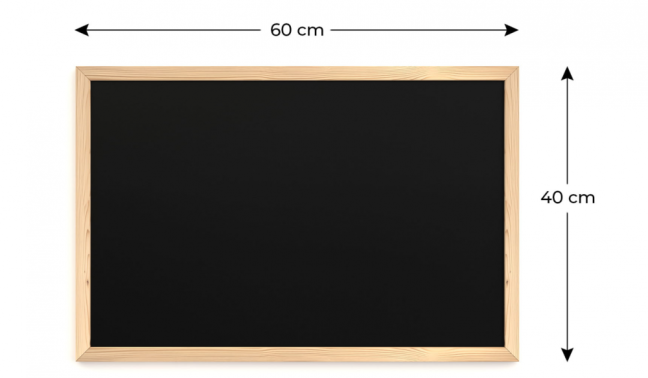 Čierna kriedová tabuľa 70x50 cm, drevený rám ECO