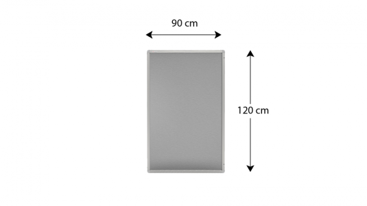 Textilní šedá vitrína v hliníkovém rámu - 120x90 cm