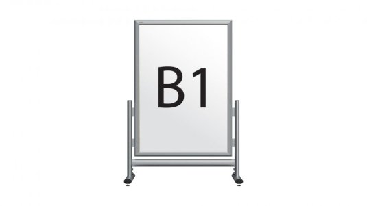 Oboustranný reklamní stojan B1 ve stříbrném hliníkovém rámu