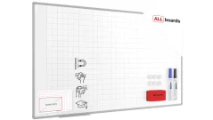 Suchostíratelná tabule 170×100 cm s hliníkovým rámem, magnetickou fólií (mřížka)