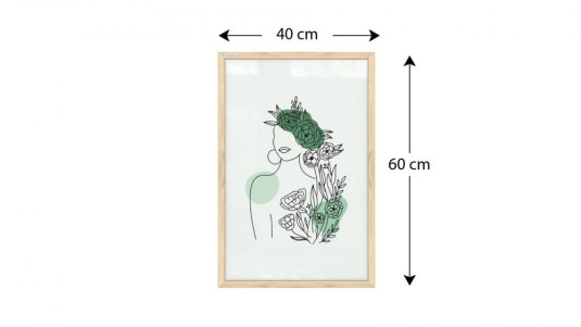 Magnetický obraz- portrét ženy zelený č.3 60x40cm v přírodním dřevěném rámu
