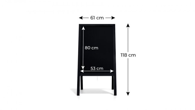 Allboards reklamné áčko s kriedovou tabuľou 118x61 cm - čierné