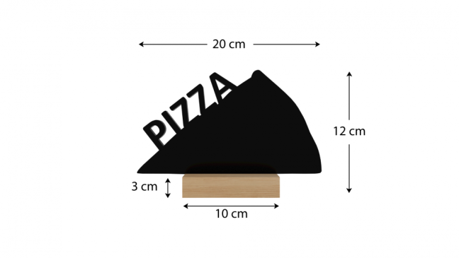 Čierna kriedová obojstranná tabuľa na stôl - PIZZA súprava 4 ks so stojanmi