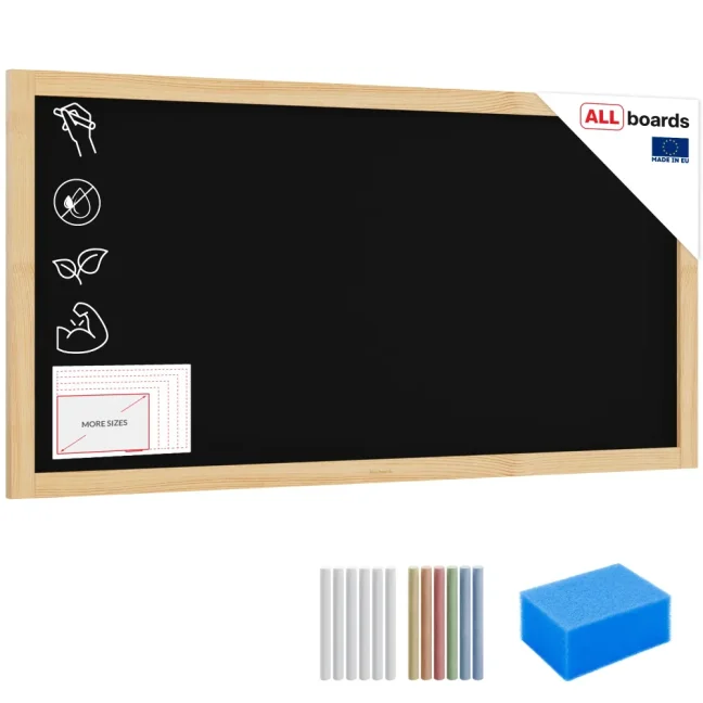 Tabule černá křídová v dřevěném přírodním rámu 120x60 cm