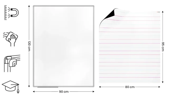 Magnetická tabule 120x90 cm -  linky pro výuku psaní