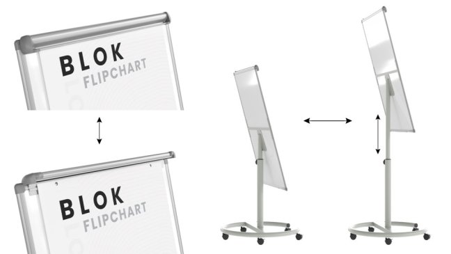 Mobilní magnetický flipchart se stíratelným povrchem 100 × 70 cm stříbrný