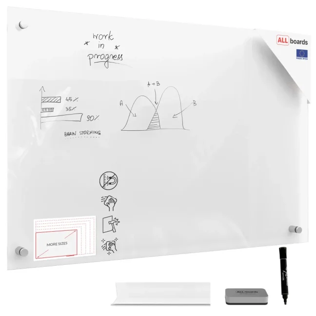 Sklenená nemagnetická tabuľa TRANSPARENTNÁ 90x60 cm