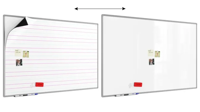 Bílá suchostíratelná tabule 150×100 cm s hliníkovým rámem, magnetickou fólií (trojlinka)