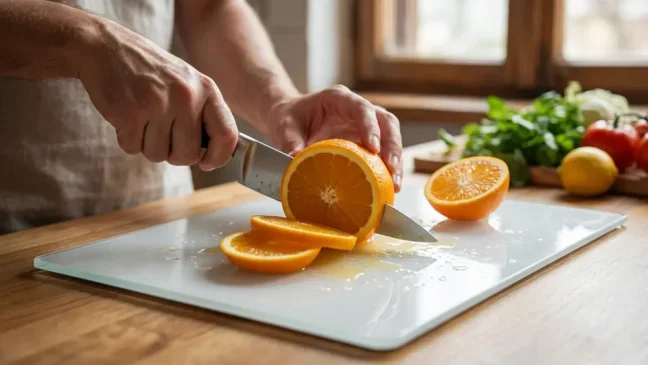 Skleněná kuchyňská deska BÍLÁ 60x52 cm - krájecí, ochranná deska