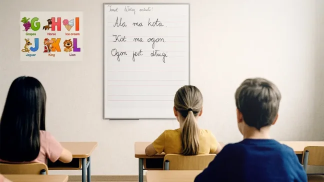 Magnetická tabule 120x90 cm -  linky pro výuku psaní