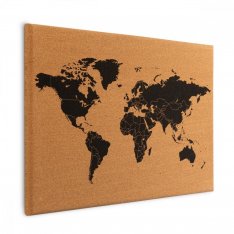 Korková nástenka mapa světa 60x40 ALLboards  TK64_MAP
