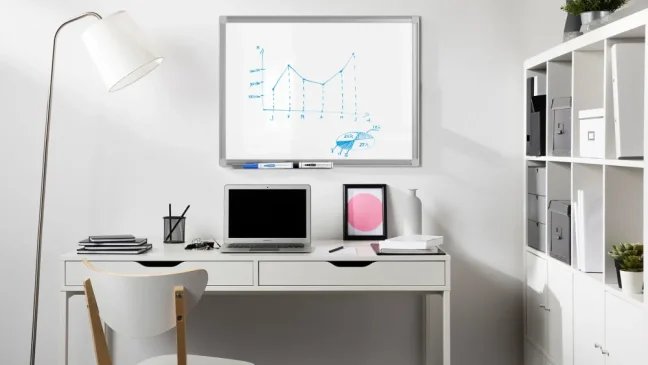 Biela popisovacia magnetická tabuľa 45x60 cm v hliníkovom ráme + sada príslušenstva – TM IDEA® séria Flex