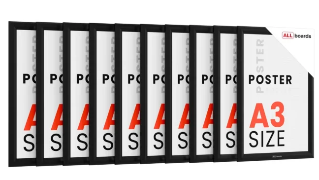 Plakátový rám A3 OWZ – černý, zacvakávací - sada 10 kusů