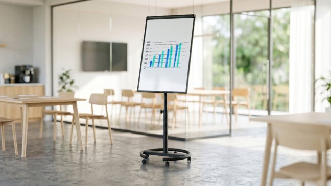 Mobilní magnetický flipchart se stíratelným povrchem 100 × 70 cm černý