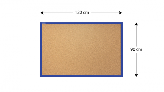 Korková nástěnka v barevném dřevěném rámu 120x90 cm – Granátově modrá