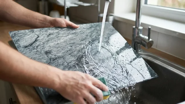 Skleněná krájecí deska GRANIT / SKÁLA / KÁMEN 30 × 40 cm – kuchyňská deska, ochranná deska, skleněný tác