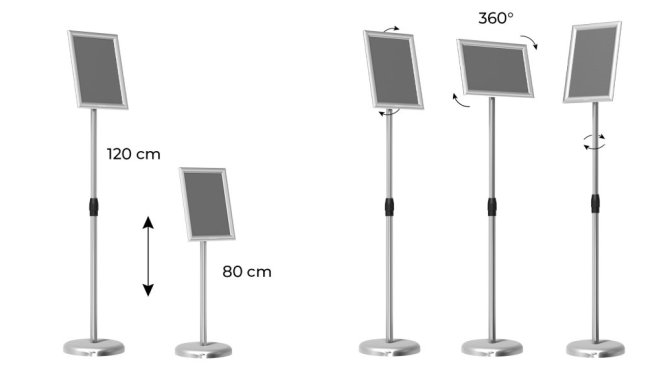 Reklamní stojan A4 se stříbrným hliníkovým rámem - MENU