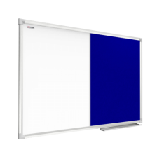 Modrá textilní a bílá magnetická tabule v hliníkovém rámu 60x40cm