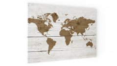 Magnetická tabuľa METALboards, mapa sveta vo svetlých farbách 90x60 cm
