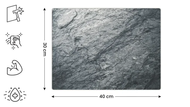 Skleněná krájecí deska GRANIT / SKÁLA / KÁMEN 30 × 40 cm – kuchyňská deska, ochranná deska, skleněný tác