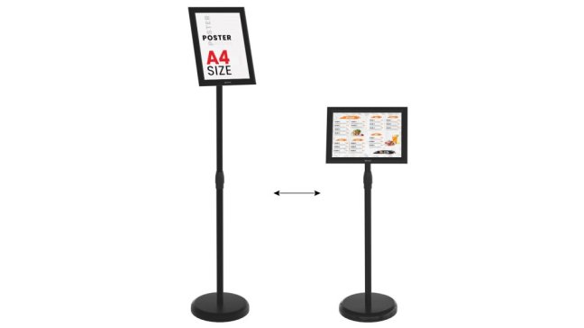 Reklamný stojan A4 s čiernym hliníkovým rámom - MENU