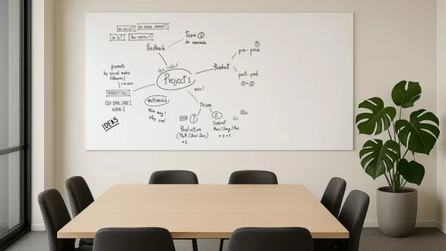 Magnetická tabuľa SLIMboard bezrámová zmazateľná za sucha 200x120 cm