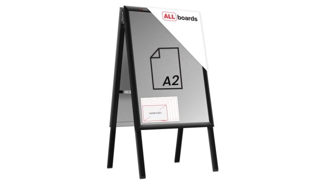 Oboustranná reklamní tabule A2 v černém hliníkovém rámu