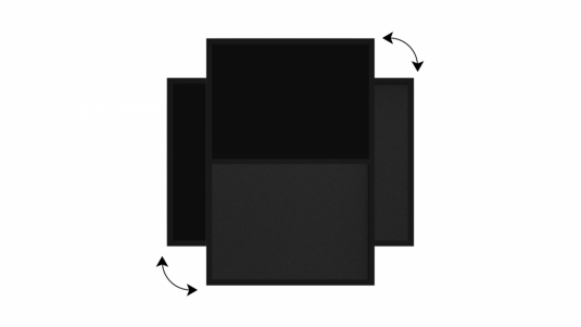 Tabuľa COMBI - čierný korok a magnetická čierna tabuľa 90x60cm s čiernym lakovaným dreveným rámom