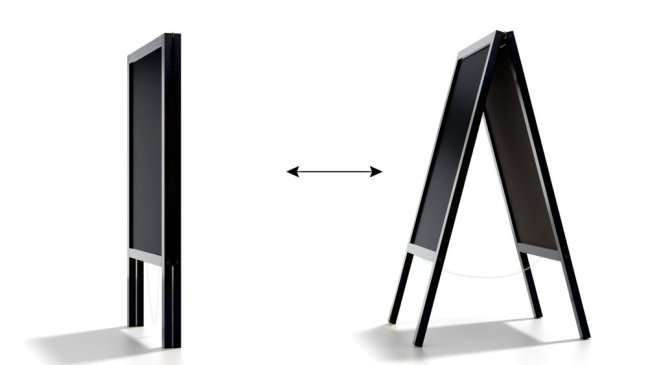 Magnetický křídový reklamní stojan voděodolný 110 x 56 cm ČERNÝ RÁM