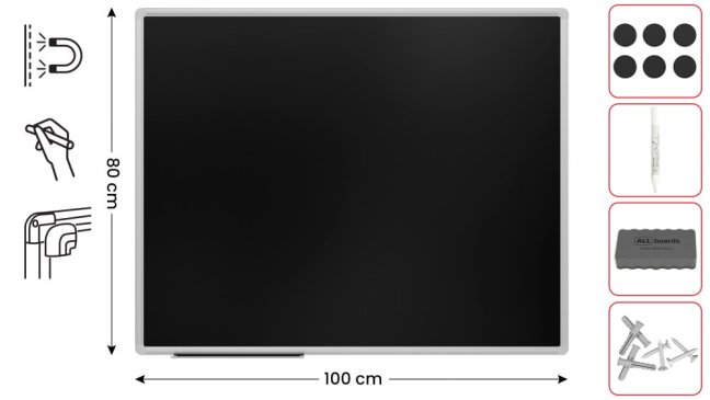 Černá magnetická tabule 100x80 cm,  rám Premium EXPO