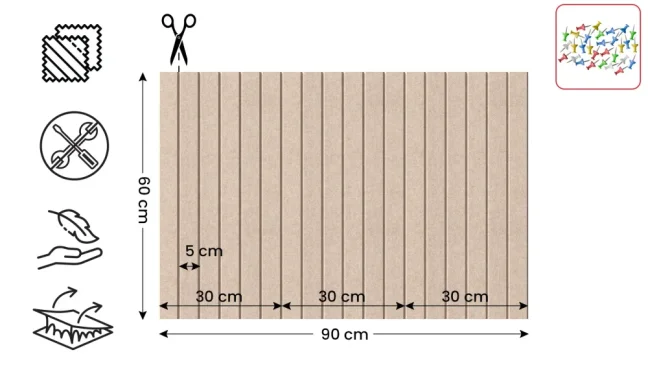 Filcové panely na stenu 90×60 cm camel