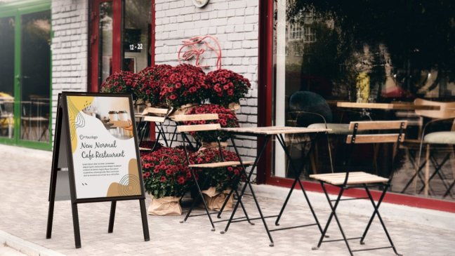 Oboustranná reklamní tabule A2 ve stříbrném hliníkovém rámu