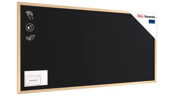 Čierna kriedová tabuľa 120×60 cm – drevený rám ECO