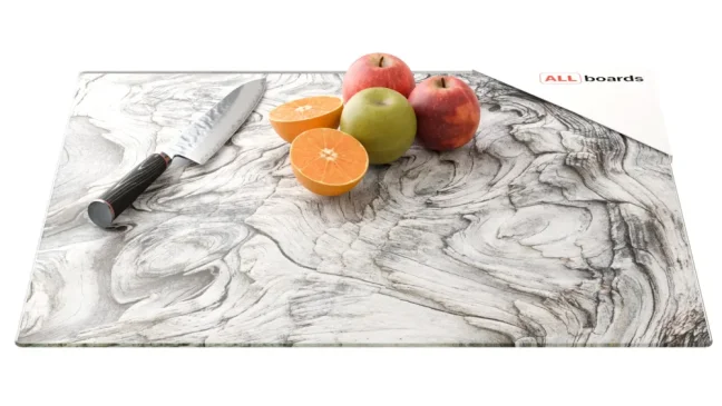 Sklenená doska na krájanie SKAMENENÉ DREVO 60 × 52 cm