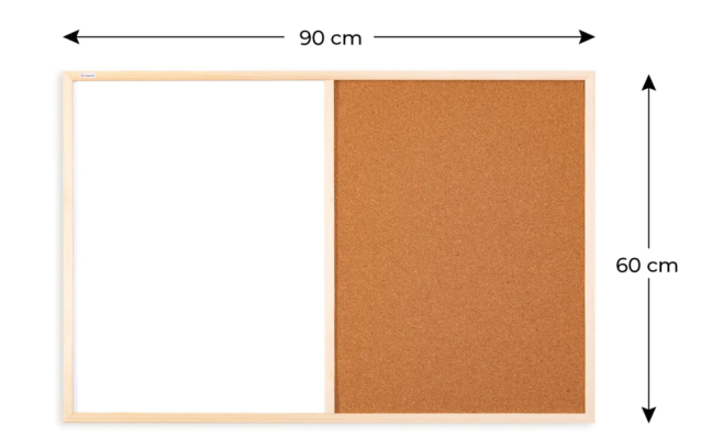 Korková a magnetická tabule 90x60 cm COMBI dřevěný rám
