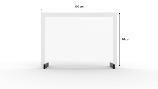 SKLENĚNÁ přepážka 4 mm Bezpečný Prostor 100x70 cm, bílý rám