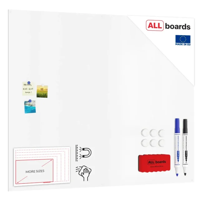 Magnetická tabuľa SLIMboard bezrámová zmazateľná za sucha 150x120 cm