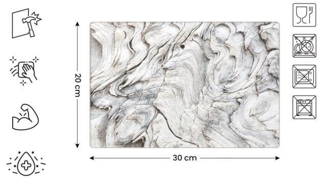 Sklenená doska na krájanie SKAMENENÉ DREVO 30 × 20 cm