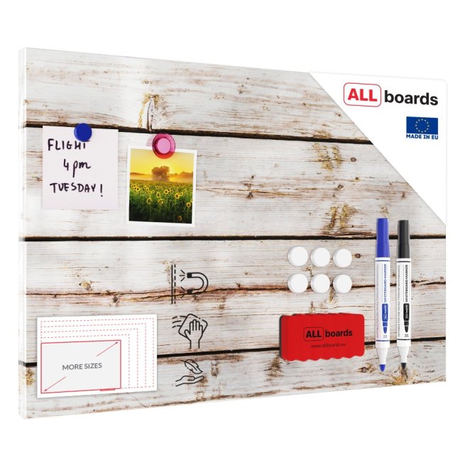Magnetická tabule METALboards bílá prkna 60x40 cm