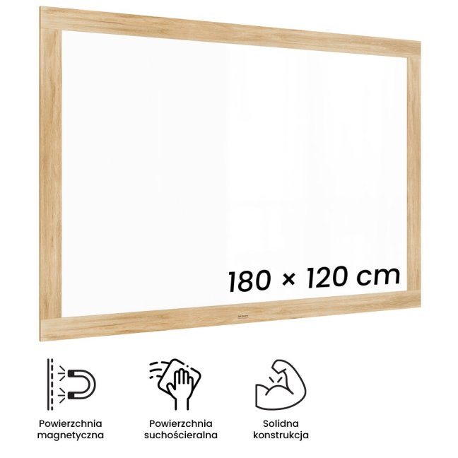 Magnetická tabuľa PREMIUM 180x120 cm v ráme vo farbe duba