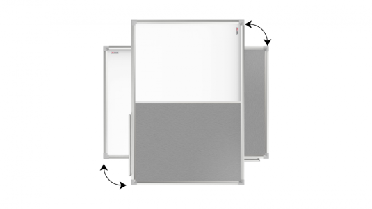 Textilná a biela magnetická tabuľa COMBI v hliníkovom ráme – 120x90 cm – sivá