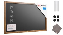 Voděodolná magnetická křídová tabule 120 × 60 cm v dřevěném rámu KLASICKÁ HNĚDÁ