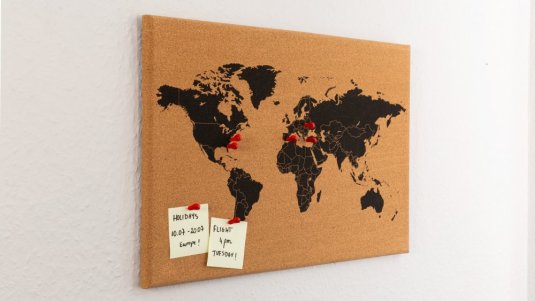Korková nástenka mapa světa 60x40 ALLboards