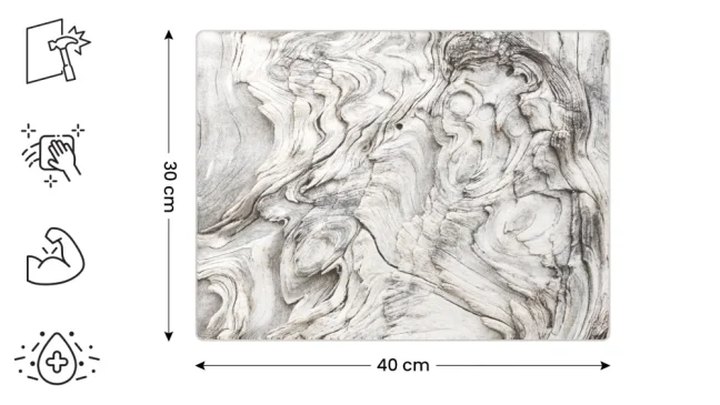 Sklenená doska na krájanie SKAMENENÉ DREVO 30 × 40 cm – kuchynská doska, ochranná doska, sklenený podnos
