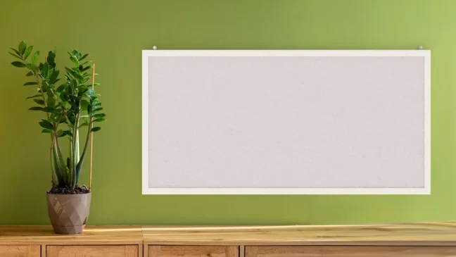 Korková tabule bílá barva korku 80x40 cm dřevěný rám lakovaný BÍLÝ
