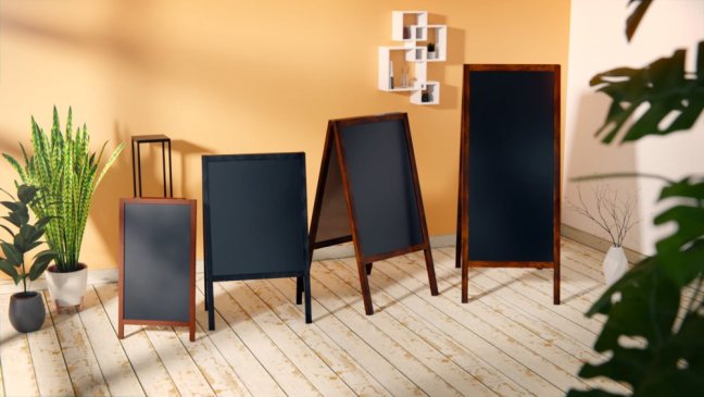 Reklamné áčko s kriedovou tabuľou 78x44 cm- jednostranné,hnedý rám