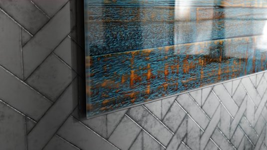 Skleněná magnetická tabule- dekorativní obraz NEBESKÁ RETRO DESKA VINTAGE 90x60 cm