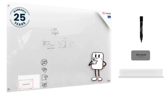 Sklenená nemagnetická tabuľa TRANSPARENTNÁ 150×100 cm