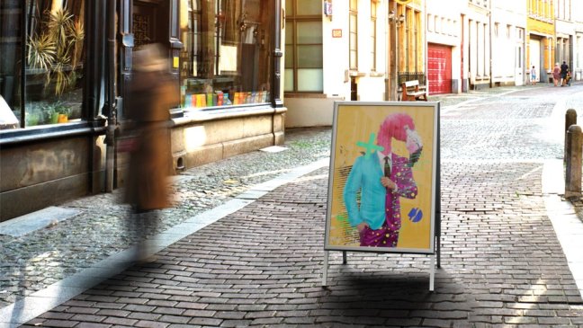 Obojstranná reklamná tabuľa B2 v striebornom hliníkovom ráme