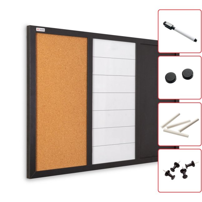 Magnetická nástěnka 3v1 60x40 ALLboards COMBI